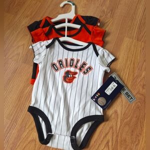 MLB Baltimore Orioles Baby 0-3M 3pc Bodysuits NWT Baseball Genuine Merch